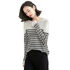 Thin striped T-shirt 2021 spring summer Korean lazy style women’s top loose bat sleeve large sweater