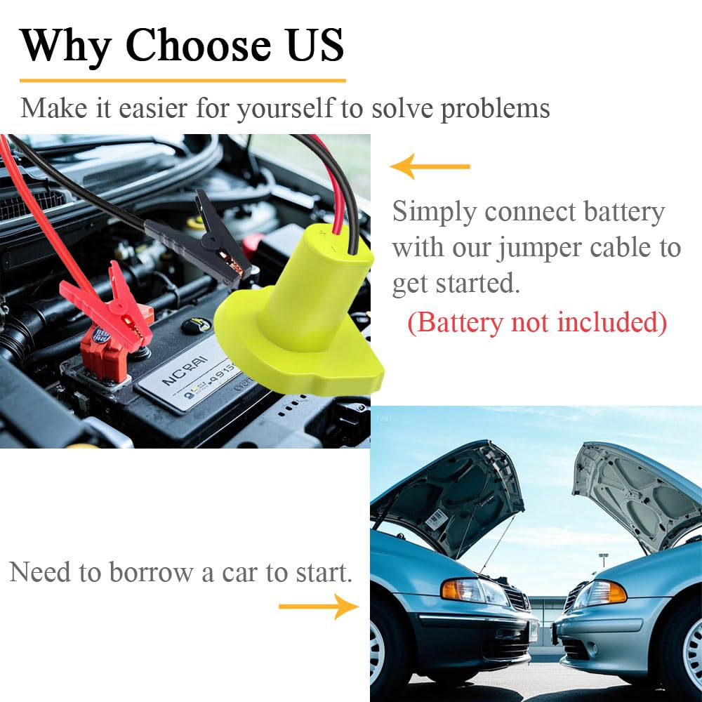 Jumper Cable Adapter Battery Starter Car Booster Cable for Ryobi 18V Battery