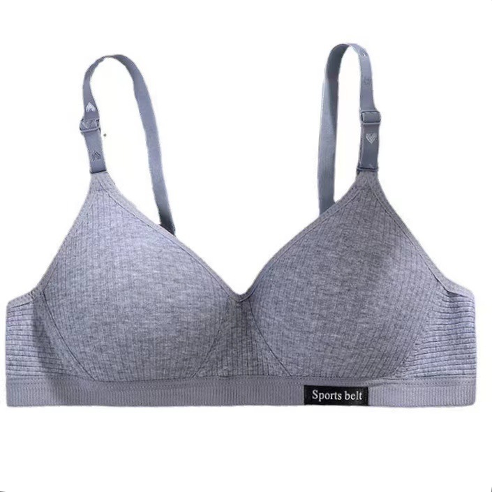 Sutiã canelado push-up sem aro para meninas, lingerie sexy e respirável, fino e confortável, ideal para estudantes do ensino fundamental e médio._voghion.com