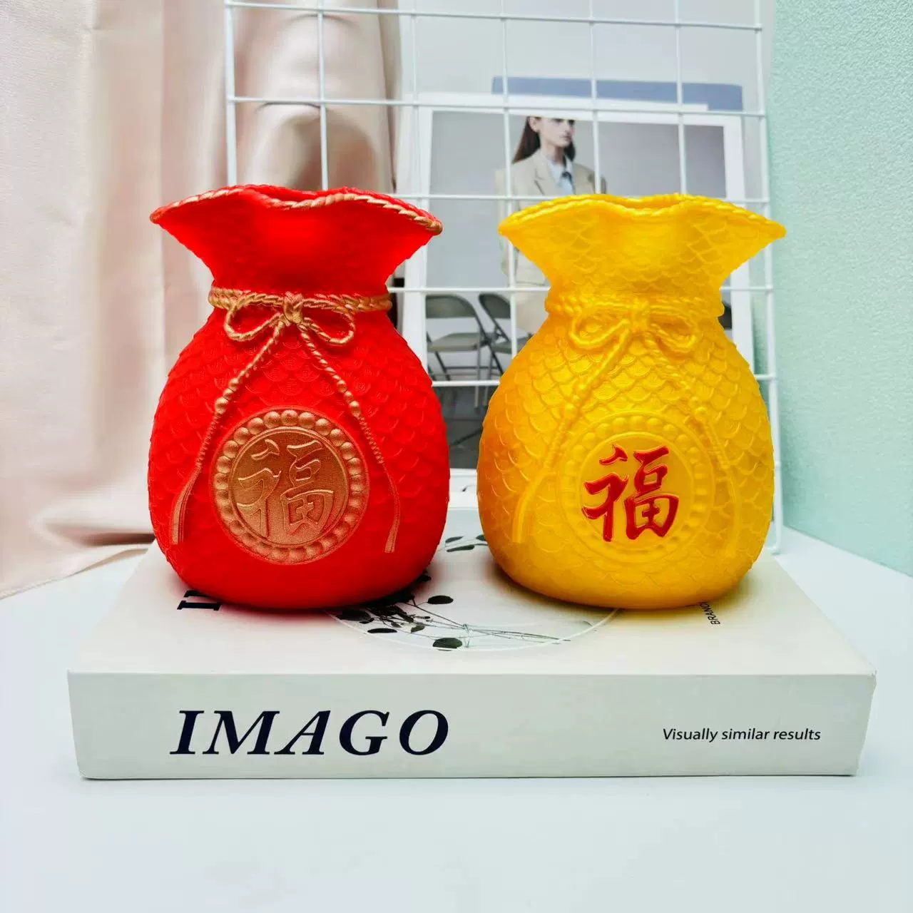 Новая ваза-сундучок в китайском стиле с декором в виде пшеничных колосьев, украшение для гостиной на Новый год, ваза-сундучок для денег, привлекающая богатство, для новоселья, цветочный горшок-орнамент.