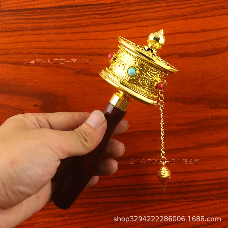 手摇转经轮底座藏式佛前寺庙字真言转经轮手柄手持插座佛具底座