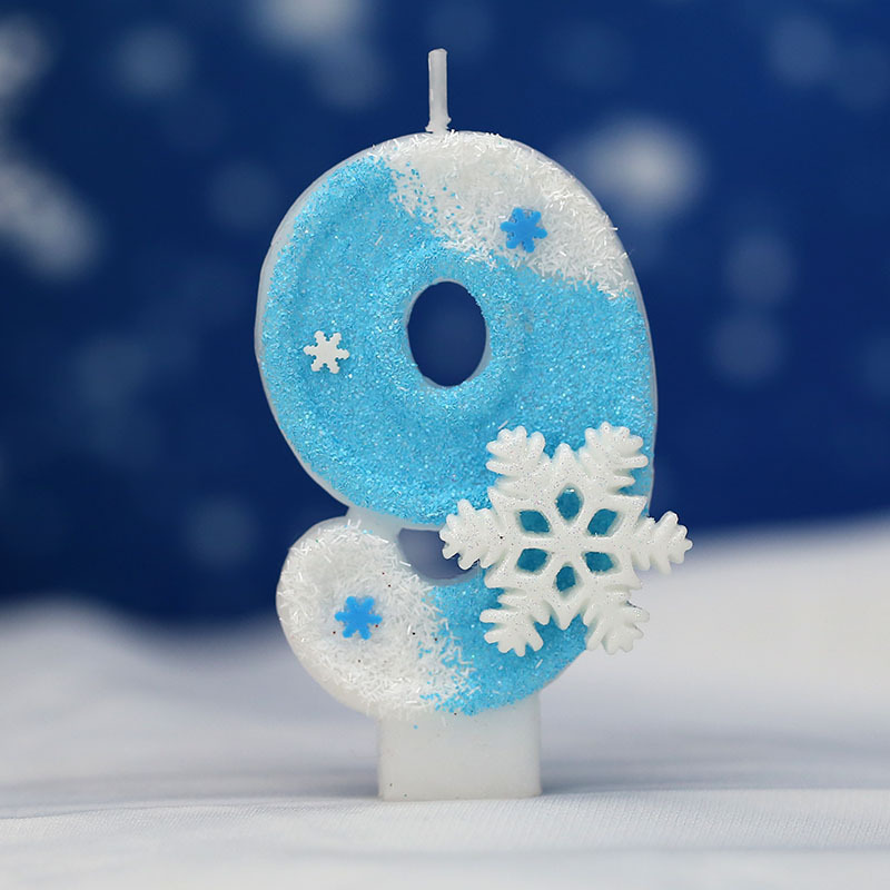 白と青の大きな雪の結晶クリエイティブデジタル誕生日キャンドル新しいアマゾンクロスボーダーホットセール誕生日パーティーの装飾キャンドル|undefined