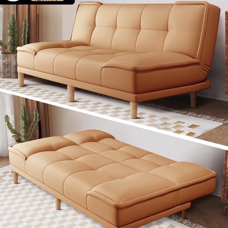 Sofa for Living Room in Small Apartments, 2026 New Model, Apartment Bedroom Rental, Solid Wood Folding Dual-Purpose Small Leather Sofa Bed
