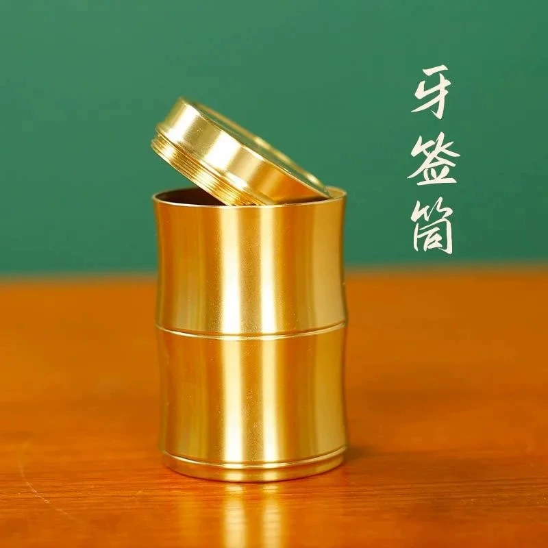 Латунный бамбуковый горшок для зубочисток портативный металлический портативный герметичный Держатель Для Зубочисток бытовые украшения из чистой меди Подарочное ремесло