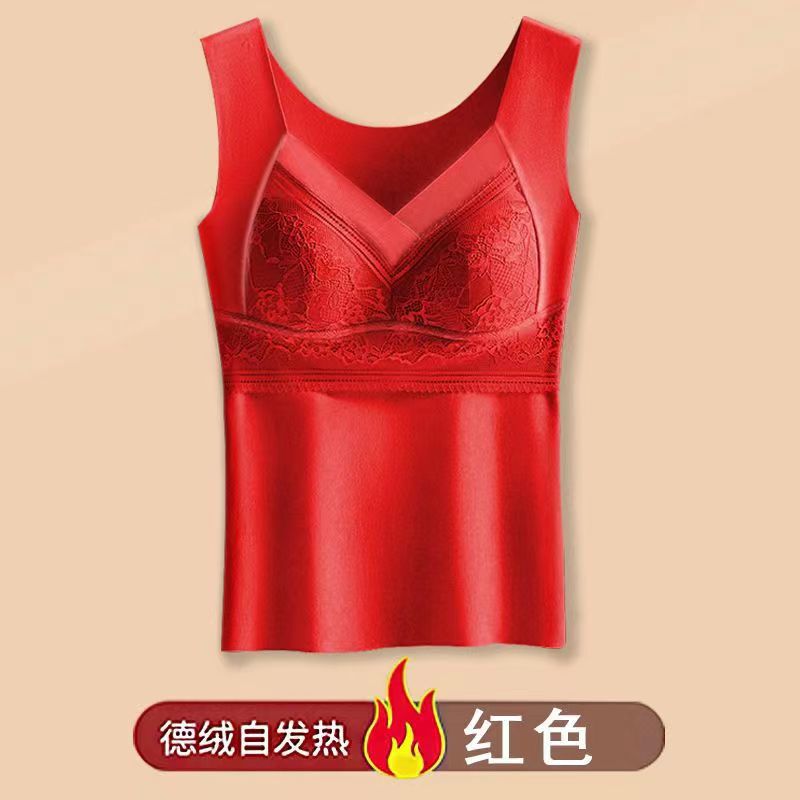 秋冬の新型の徳絨毯の保温ベストの女性の両面は毛を磨いて胸のパッドを持って身を修めて底の発熱の保温の下着の女性を打ちます。|undefined