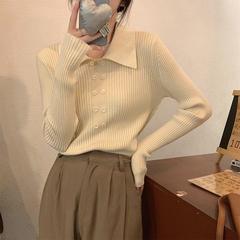 2025新款针织衫设计感内搭毛衣打底衫女春秋感修身polo领上衣