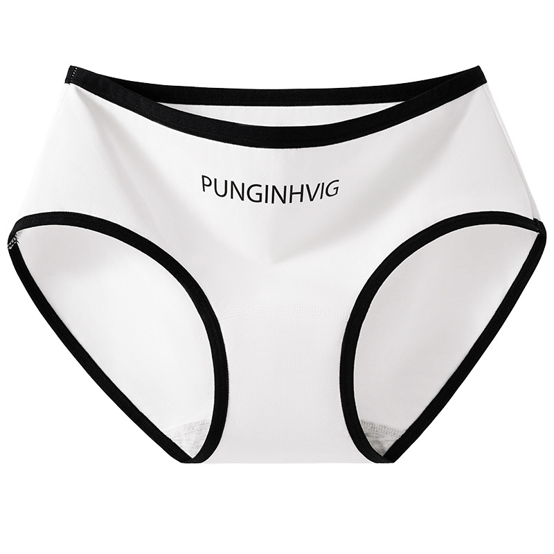 Algodón puro, entrepierna de grafeno alargada, ropa interior de color de contraste de viento deportivo para niñas 10A entrepierna antibacteriana, ropa interior de cintura media para mujer