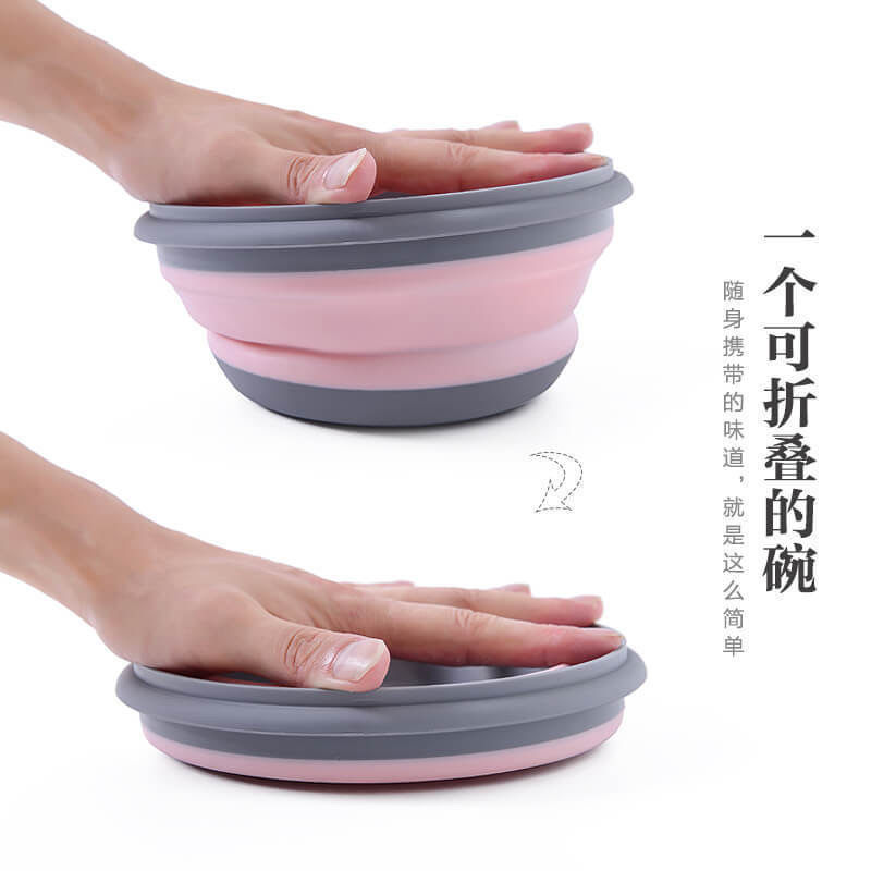 折叠碗硅胶便携户外野餐旅行上班族学生泡面宝宝饭盒压缩餐具套装|undefined