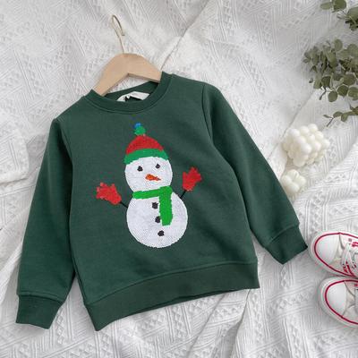 涵淋家春季新款拉绒中小男女童装长袖亮片休闲卫衣上衣微商代发