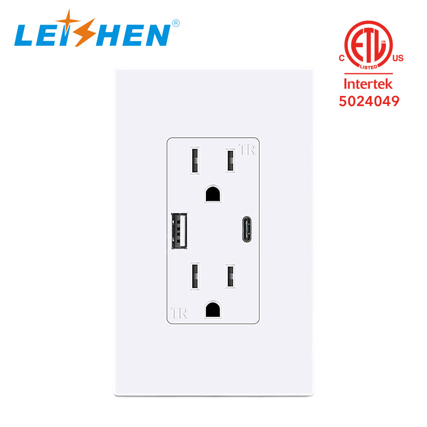 118双联灯具插座，美式TYPE-C墙壁插座 品质保障墙壁插座带TYPE-C