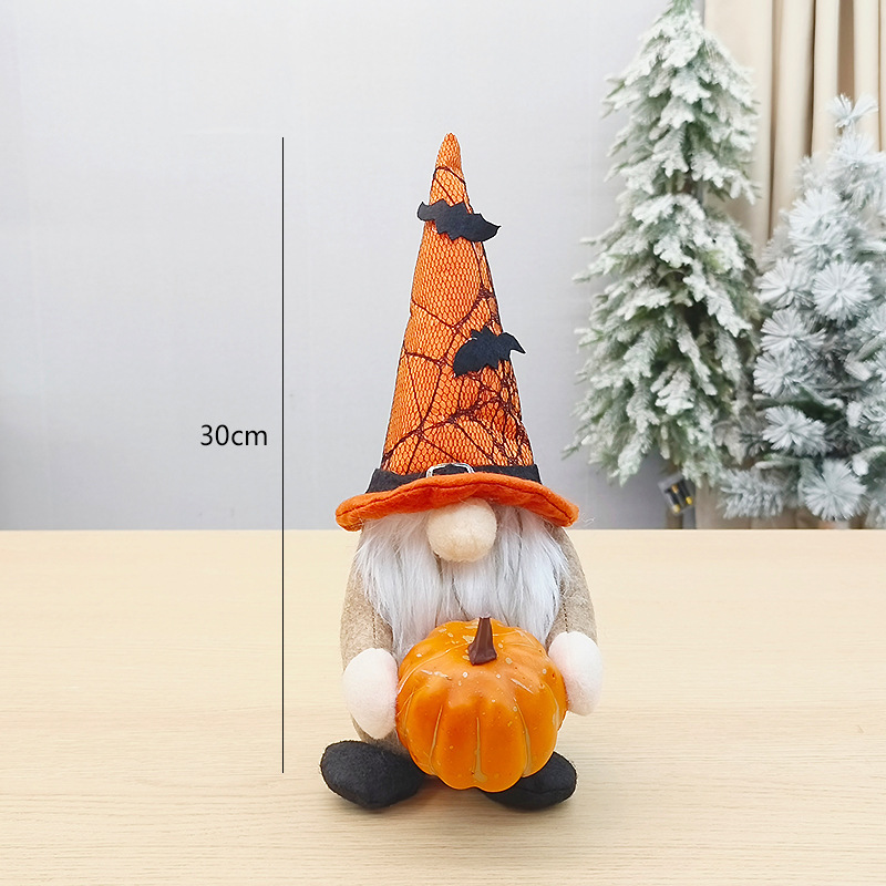 ハロウィーン装飾用品布芸小人公仔カボチャコウモリ装飾ルドルフ無顔人形地精置物|undefined