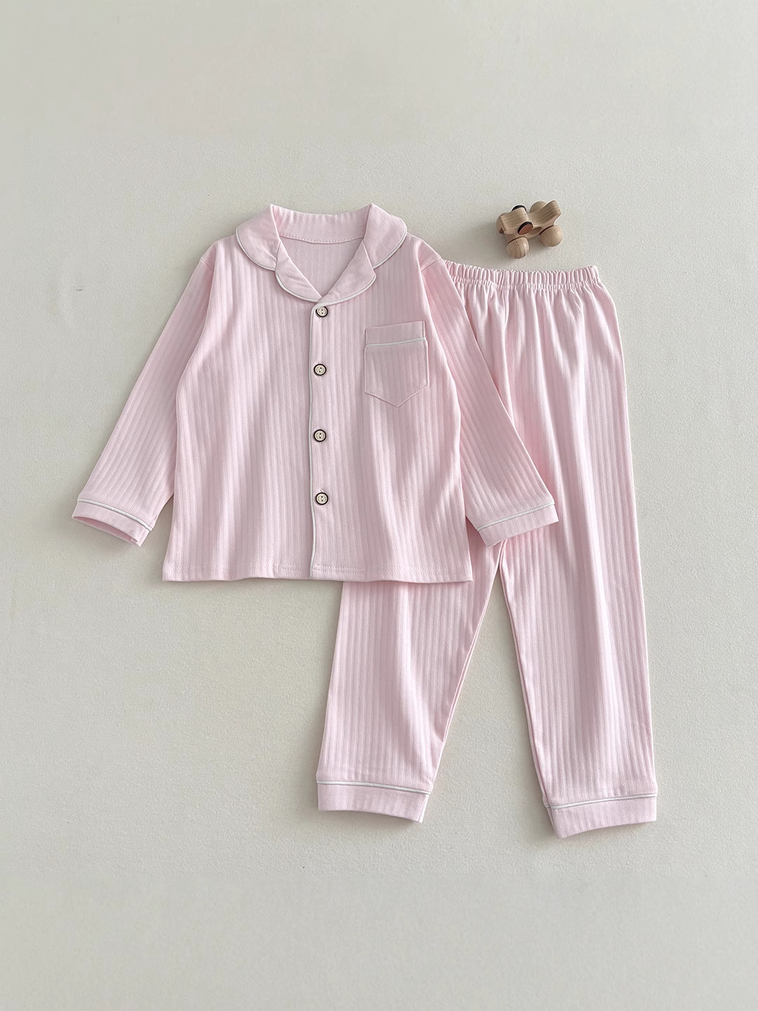 Pijamas de otoño y invierno para niños 40 algodón antibacteriano peinado cardigan de manga larga con collar conjunto de ropa de hogar para hombres y mujeres