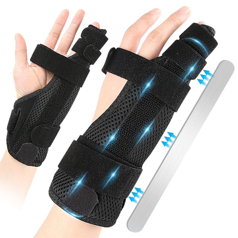Finger Bandage Wrist Brace, Detachable Double Aluminum Strip Splint Support Wristband, Little Finger Splint Wrist Brace
