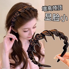黒髪の女性のための波状ヘアフープ 2025 新しい洗顔用の特別なヘッドバンド、歯付き滑り止めヘアピン付き