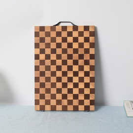 跨境木质棋盘格菜板家用厨房水果砧板面板木托盘实木切菜板案板