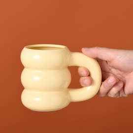 高颜值创意手把陶瓷马克杯 大容量大耳杯 企业商务logo拿铁咖啡杯
