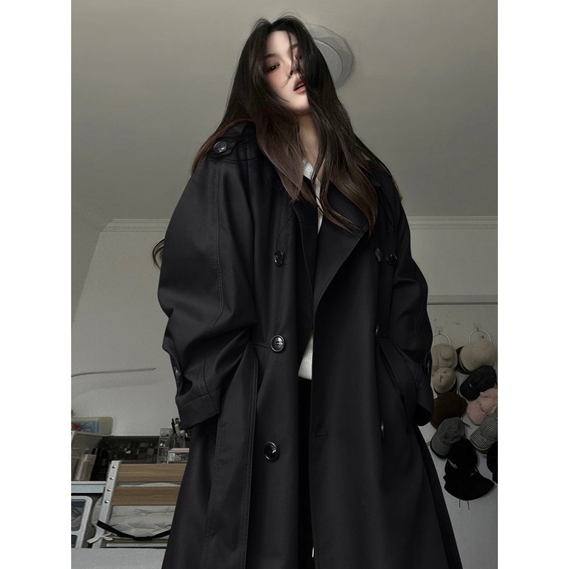 灰色风衣外套女中长款2025新款早春秋韩系小个子高级感英伦风大衣|undefined
