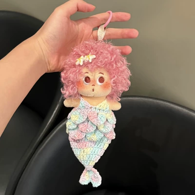 Pluş açarlıqlar, Dudu Cute Curly Hair - colorful-mermaid-pink-explosion-pendant