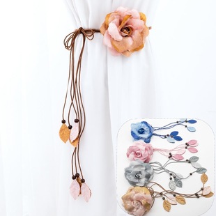 Curtain Light Luxury Tie Belt Flower Tie Rope Non-pair Storage Woven Pastoral Linen Curtain Buckle Cute Decoration