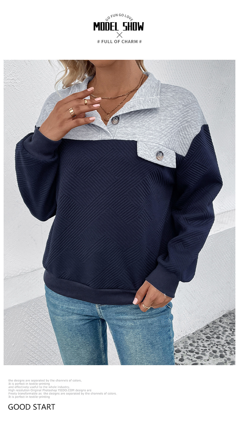 new autumn and winter sweatshirts long-sleeved contrast stitching women's tops long-sleeved sweatshirts_voghion.com