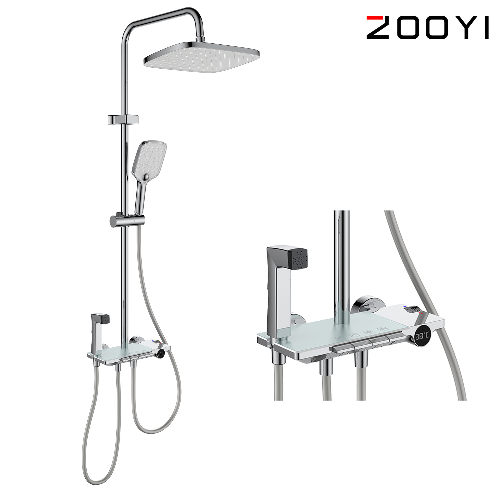 화이트 크롬 컬러 핫 및 콜드 디지털 디스플레이