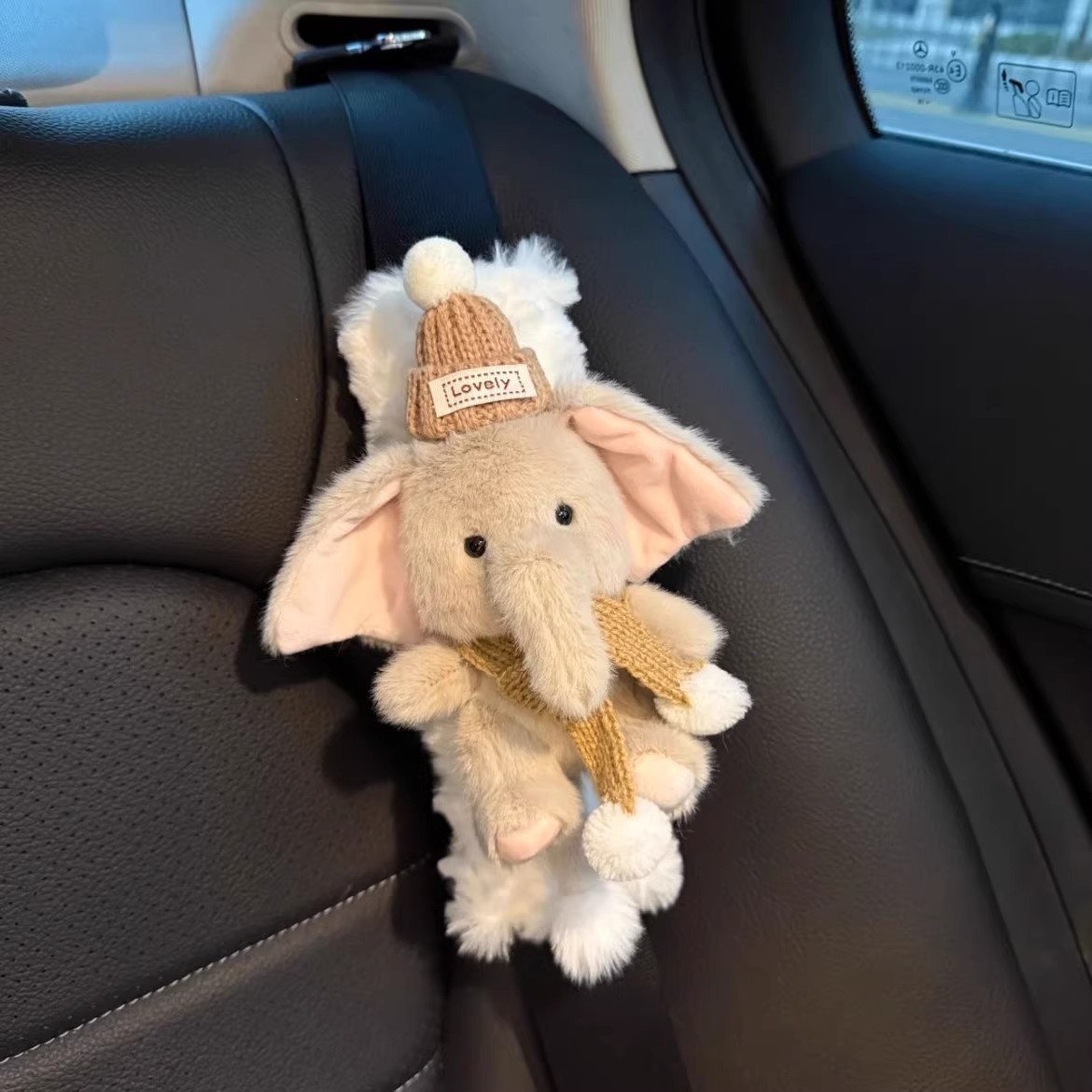 Little Elephant Seatbelt Shoulder Pad Car Decoration Cute High-End Accessory for Girls and Couples Car Interior Ornament
