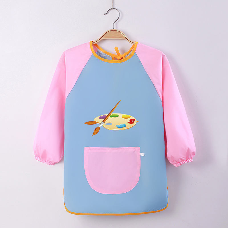 Abrigo DE LOS NIÑOS impermeable arte kindergarten pintura ropa publicidad inversa ropa impresa logo manga larga delantal vestido inverso