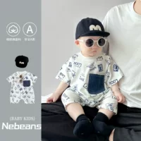 Lobin Оригинальная nebeans Младенцы Летний мягкий комбиназон буква Look прилив для мужской и женской детской одежды