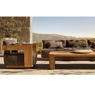Outdoor Landscape Small House B&B Wabi-Sabi Style Aluminum Alloy Designer Solid Wood Sofa Coffee Table Table and Chair Combination Furniture