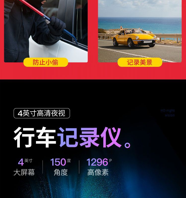 Cross-border dashcam with high-definition night vision, dual recording, dual lens 4.5inch car recorder, reverse camera wholesale
