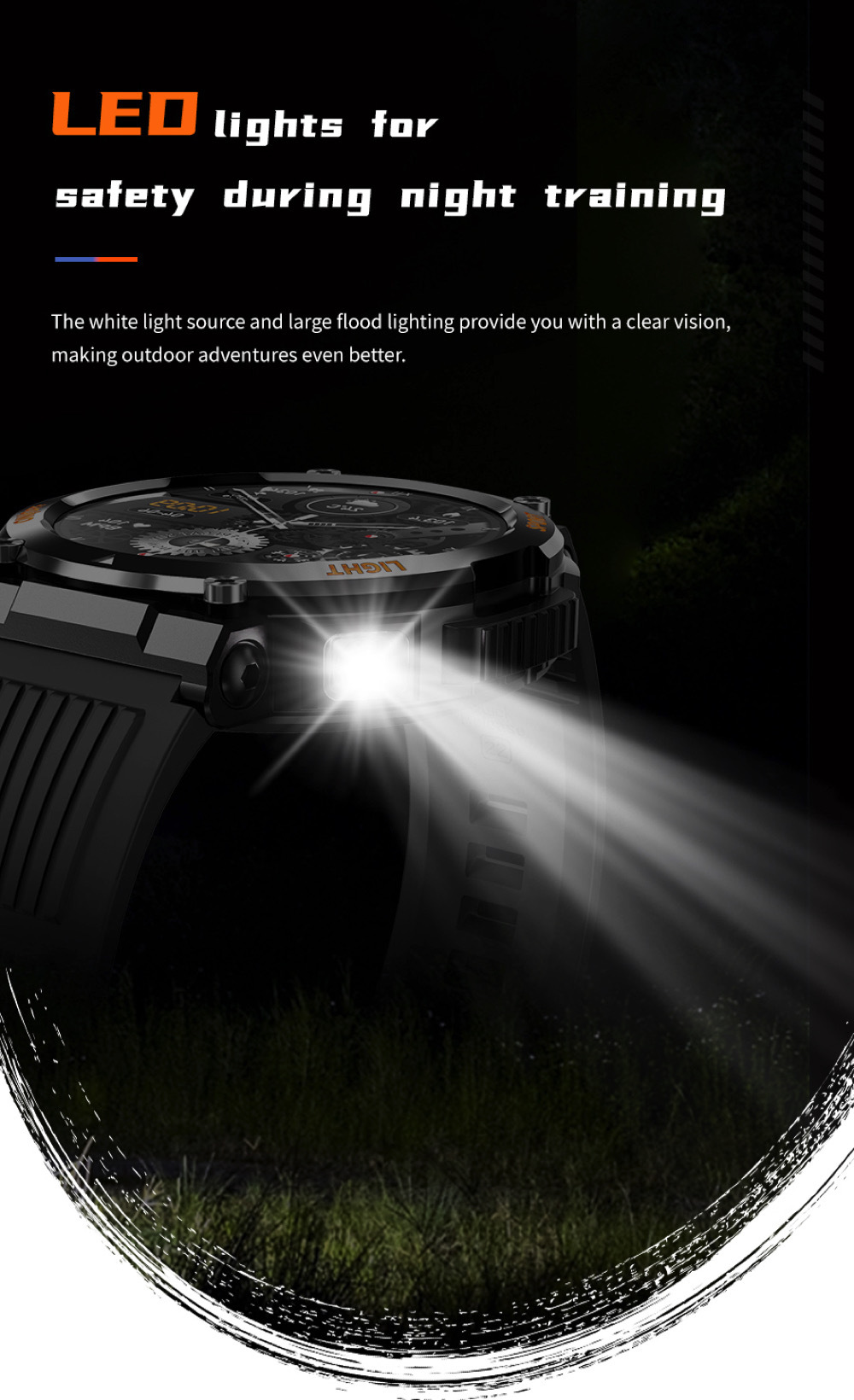 HT17 Smart Watch Herren Kompass LED Beleuchtung Outdoor Sport_voghion.com