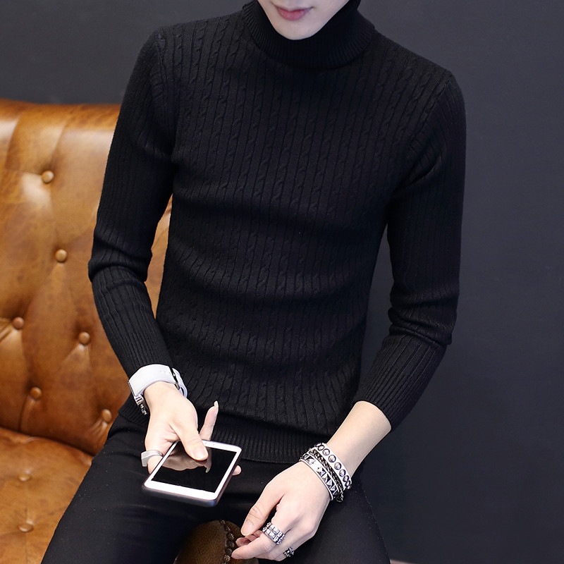 Male Sweater Winter Pullover Turtle Neck...