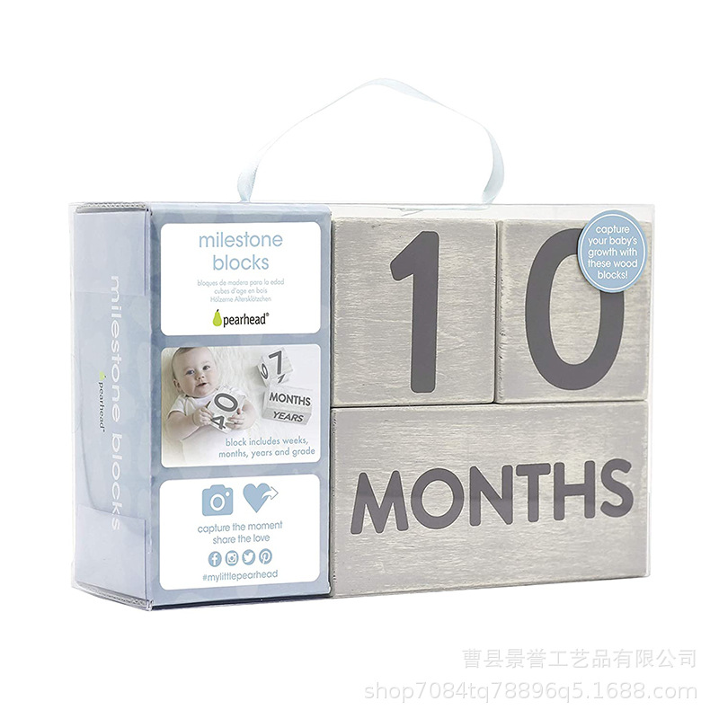 Memorial milestone wooden block milestone age block setting is baby…