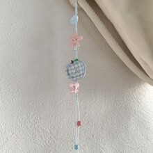 【粉蓝格子水果】手作串珠自制少女心简ins手机链可爱咕本咕挂件