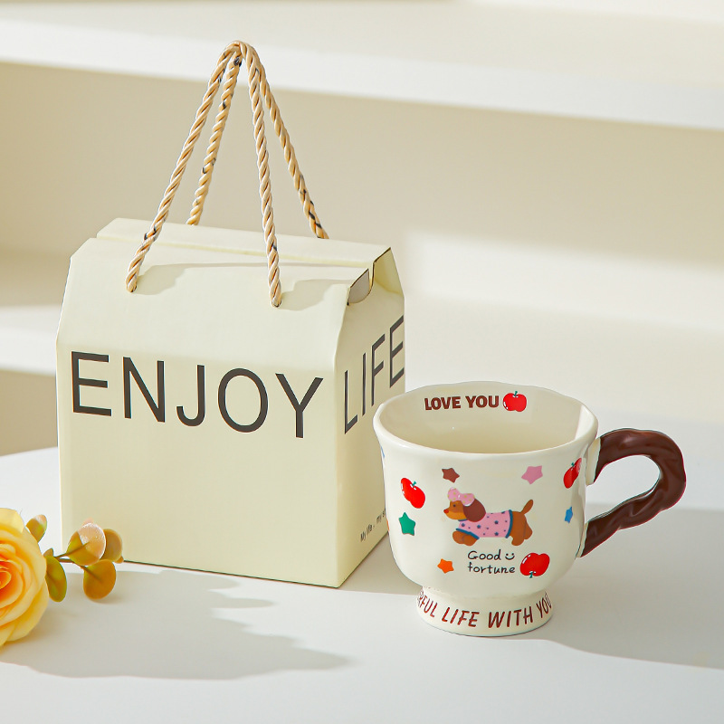 Creativo lindo salchicha cerámica taza taza de pareja taza de agua taza de café casera regalo de cumpleaños para amigos