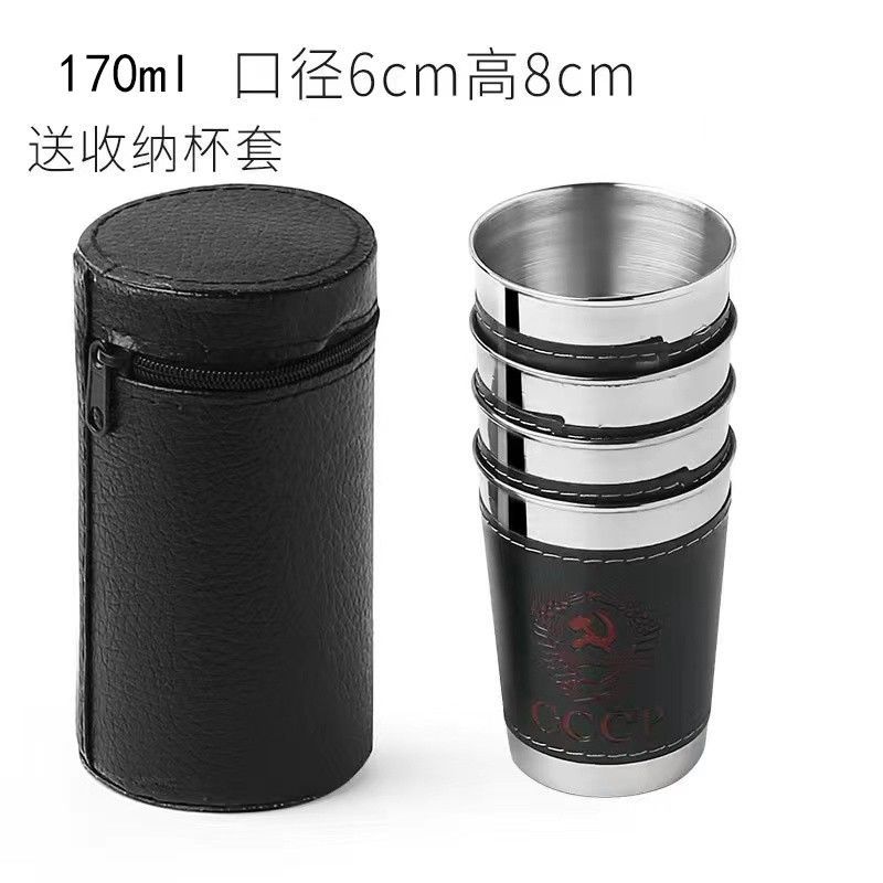 Outdoor Camping Stainless Steel Wine Glass Set of 4 Portable Small Wine Glasses Set Spirits Glasses Fishing Outdoor Camping Cups