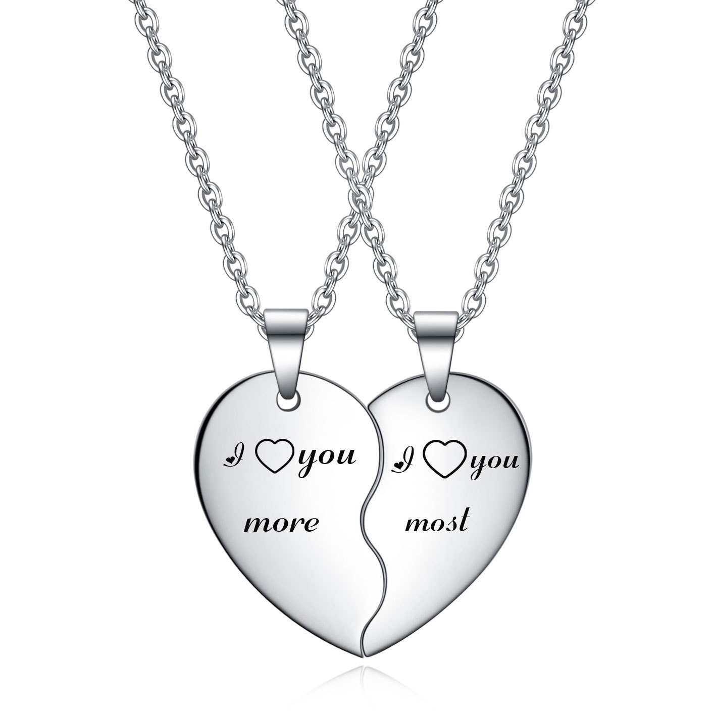 Collier puzzle en acier inoxydable 35 mm en forme de cœur, gravure laser à faire soi-même, pour couple, style simple et tendance, pour femme._voghion.com