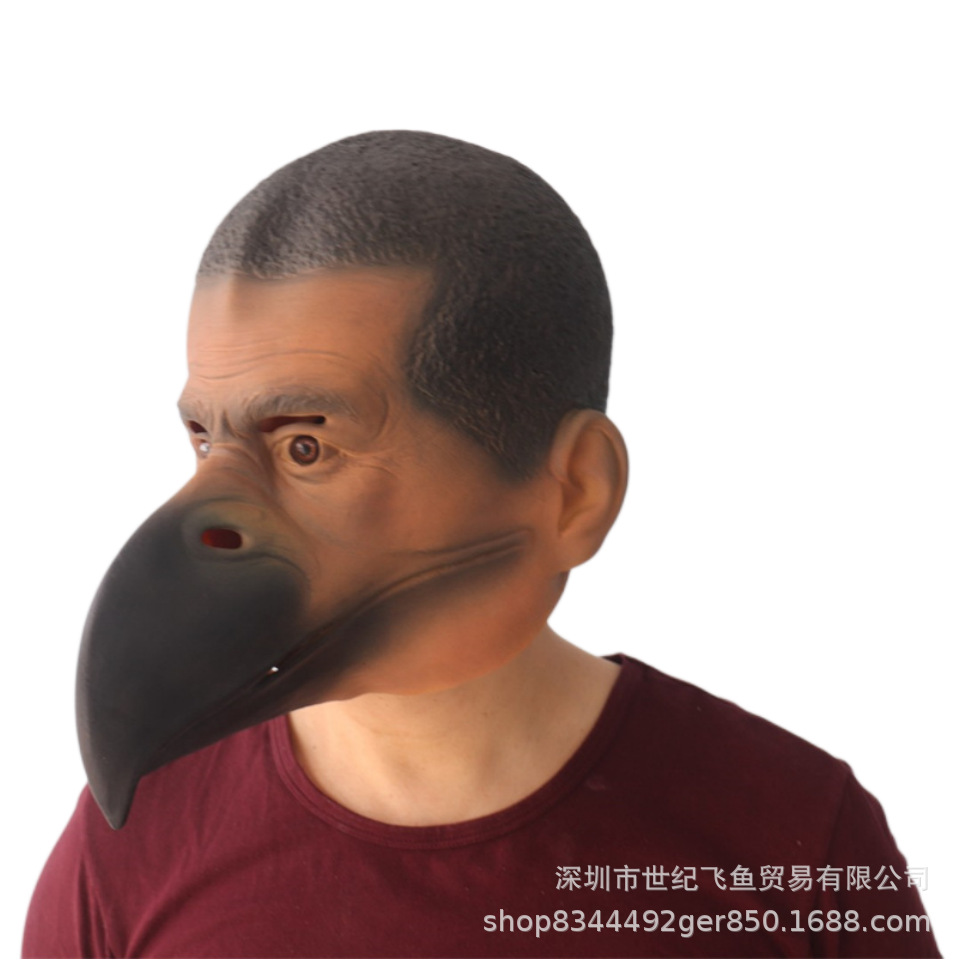 Celebrity Cock cabeza cubierta negro pájaro boca máscara TikTok estudio en vivo divertido talla de arena accesorios máscara facial de Halloween