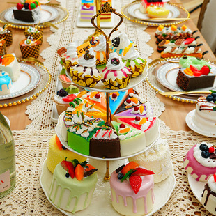 Simulation Cake Model Fake Bread Paper Cup Fruit Cream Cake Dessert Toy Kindergarten Cognitive Food Teaching Aware