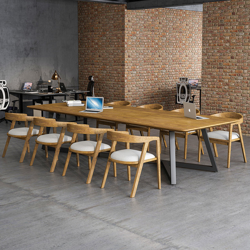 American Solid Wood Company Meeting Table Reception Negotiation Chairs Industrial Style Simple Leisure Employee Computer Office Desk
