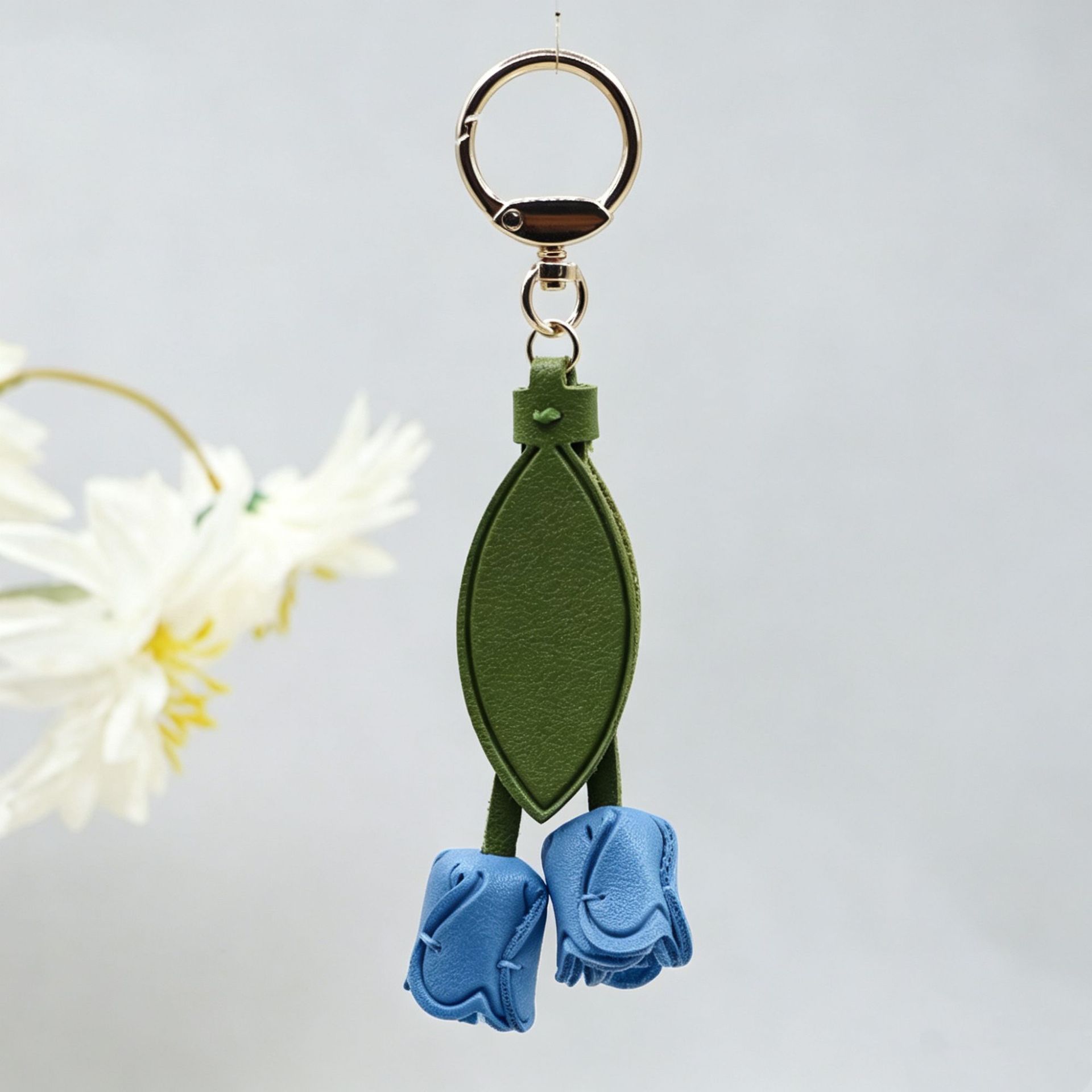 Xiaohongshu mismo estilo llavero de tulipán lindo y personalizado bolso de llaves de coche colgante logotipo impreso ventas directas de fábrica