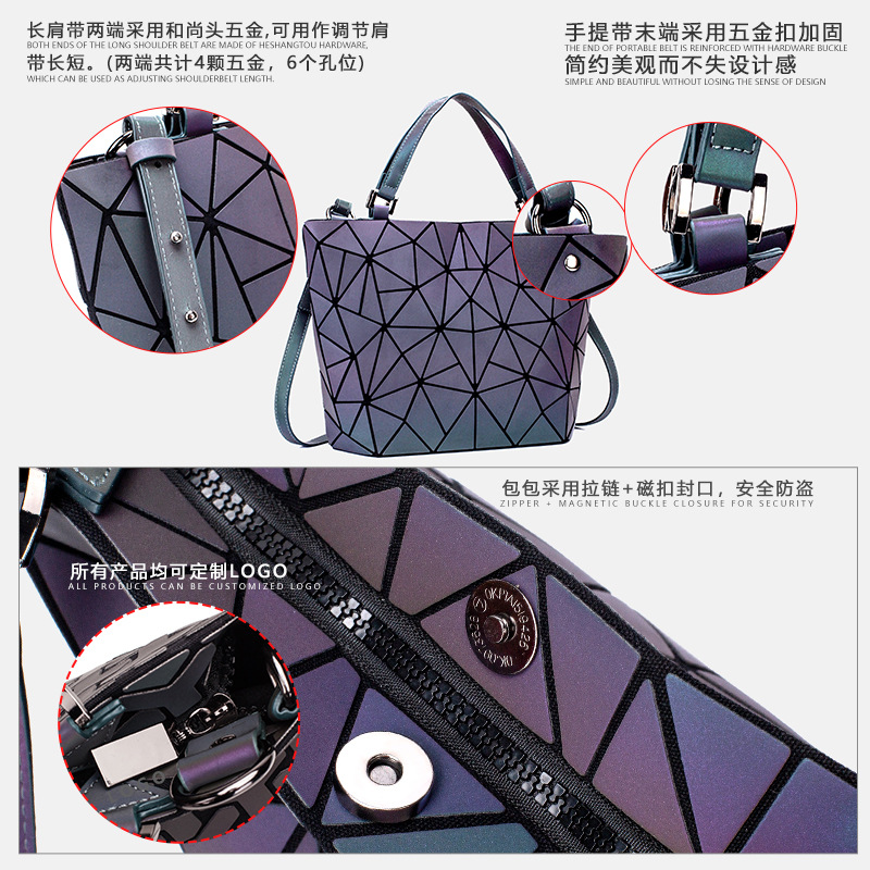 Estilo japonés rombo geométrico mochila mujer fresco nueva moda láser de gran capacidad mochila mujer estudiante mochila