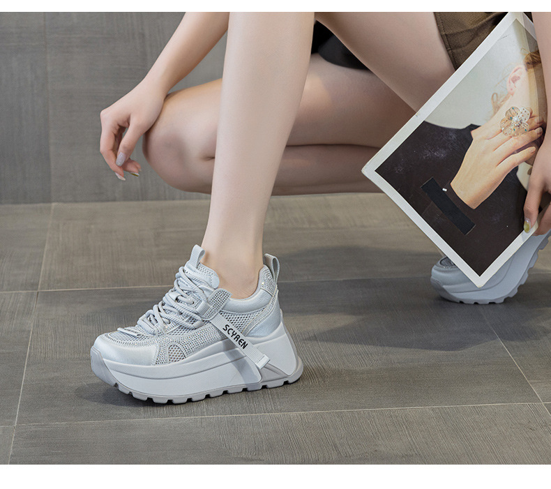 Giày sneaker nữ đế dày lưới thoáng khí phong cách retro — Xám 5066, Be 5066, Hồng đào 5066 chi tiết 26