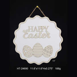 新款复活节木制鸡蛋木片彩蛋木质工艺品儿童diy手绘装饰品现货