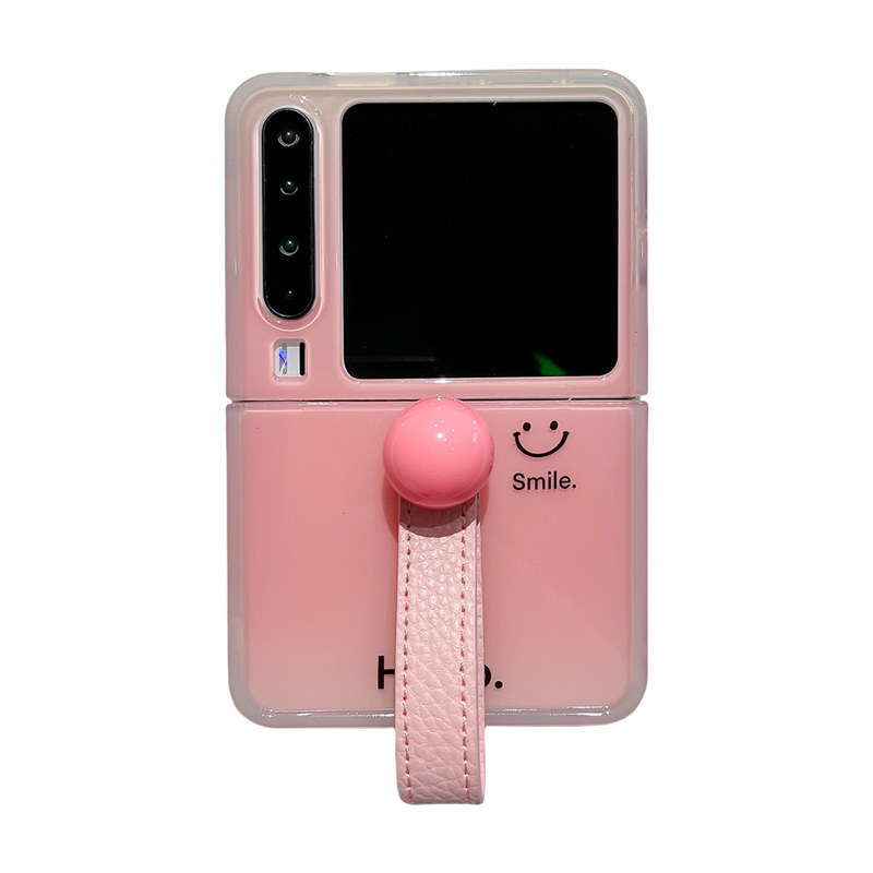 Huawei pura x 携帯電話ケースに適したスマイリーグラデーション purax 折りたたみスクリーンシンプルなボールハンドストラップ女性保護カバー|undefined