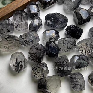 Natural black hair crystal with shape pendant bare stone inlaid small accessories with women's crystal through 21*16-17*14mm