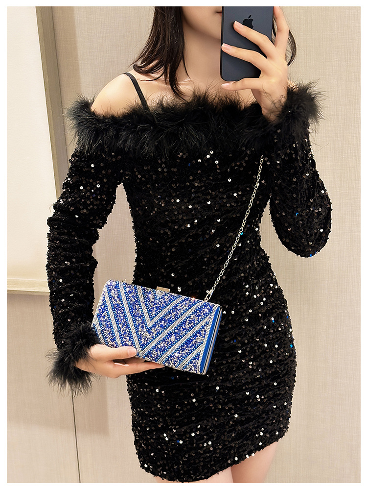 2025 Cross-border new dinner bag, European and American women's handbag, diamond-encrusted banquet clutch, evening dress bag, women's bag undefined