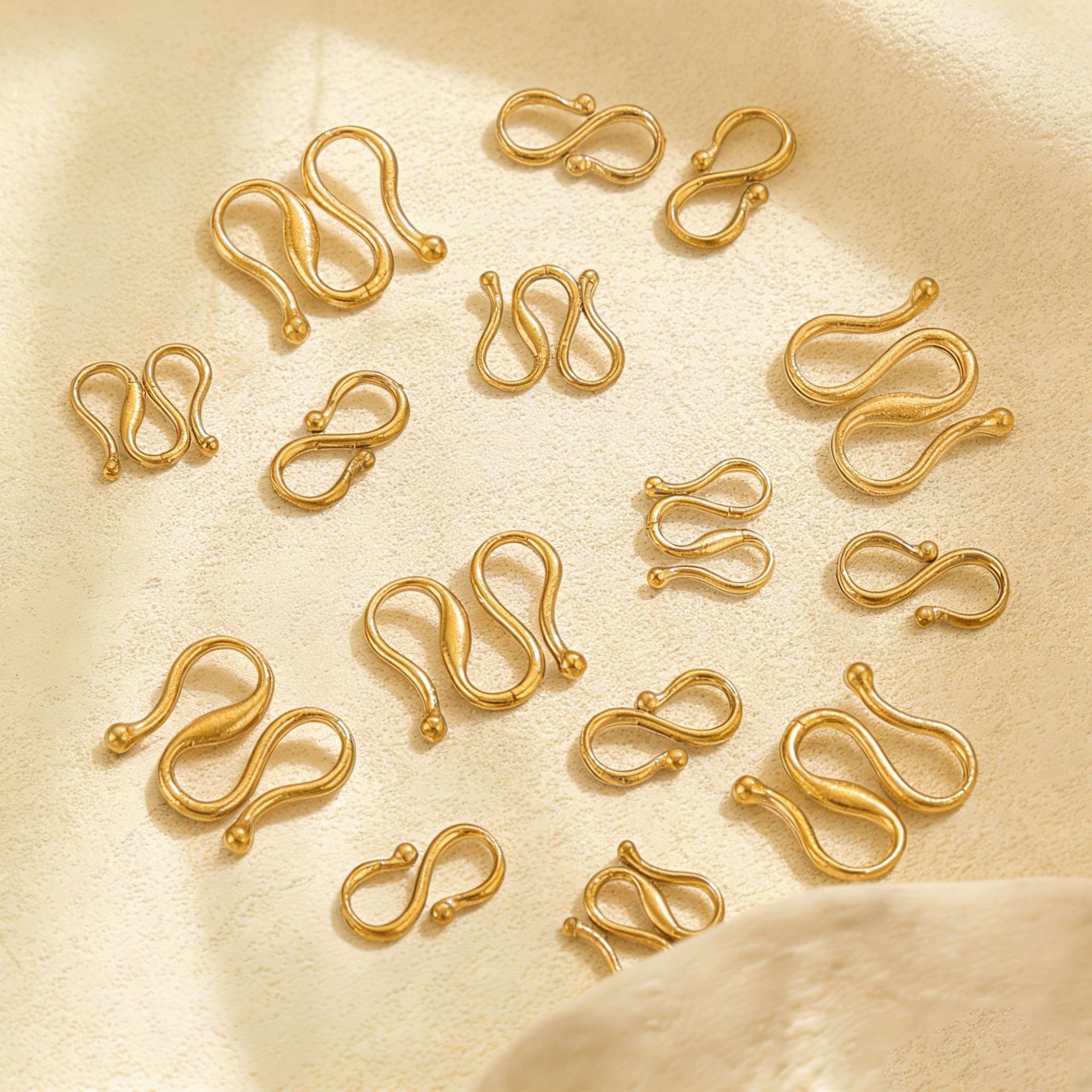 M扣S扣手链项链收尾连接器手工DIY饰品材料配件不锈钢18K镀金保色