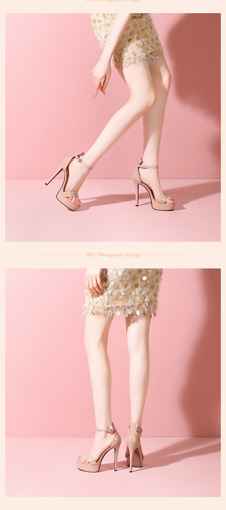 Sandal cao gót nữ mũi hở quai ngang gót siêu cao 13 cm đế platform chống thấm — Đỏ 13cm chi tiết 10