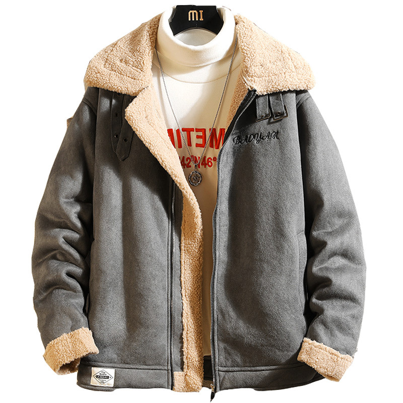 Winter New Plush Thick Collar Men's Loose Large Casual Cotton Jacket_voghion.com